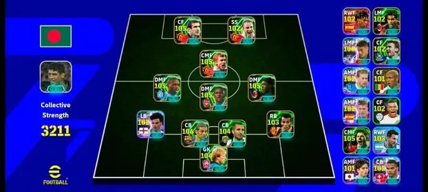 Strength 3211✅Only konami✅🔥Patrick Vieira 106 🔥Clarence Seedrof 105🔥Rafael Marquez 106🔥Yaya Toure 105🔥Paul Scholes 105🔥Eric Cantona 105🔥Cafu104🔥Steven Gerrard 105🔥 💥best balance  I'd 💥 💥top paid all💥