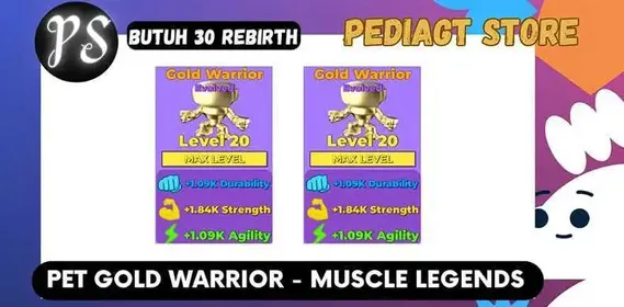 1X Pet Gold Warrior Evolved LVL Max | Muscle Legends