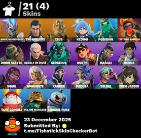 [PC/PSN/XBOX] 20 Skins | Ageless | Zeus | Doom Slayer | Geralt | Cerberus | 450 VB | FN45