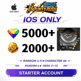 Global[IOS/Only][5000-5200RD][1800-2000 GF]+[4★Saint Saturn+60+ Random 4-5 Star Characters+Random 6 Star Character 3-15[Fast delivery][Beginner Account]|ONE PIECE Bounty Rush