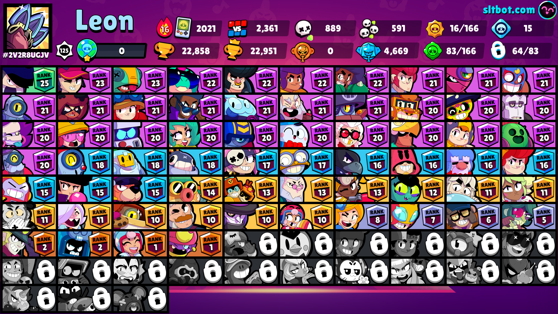 Lvl 123 + 64 Brawler (4 legend) SPIKE + CROW + LEON + SURGE 566 Coins