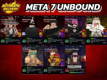 META 3 SECRET 7 Unbound [⭐] No27 | Crow 0.1 | 8th Sword 0.1 | Shadow 0.1 | Elf Mage 0.1 | Puppet 0.1 | Toy Maker 0.1 | Lady Giant 0.1 | No history of Roblox top-ups. | Anime Expeditions