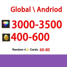 Global|Android/Only|3000-3500RD|400-600GF|100% Safe Account|