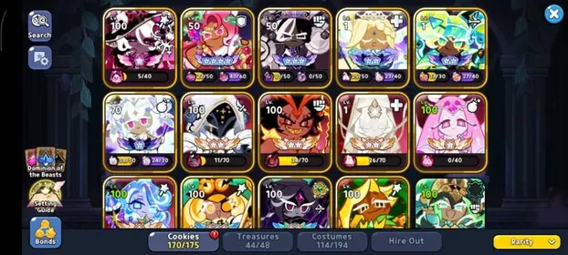 (Sv Dark Cacao) 170/175 Cookies + All Beast n Awakened + 3⭐ Timekeeper Cookie + 467.000💎 + 14 Legend Skins + Arena Power 4M++