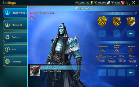 [6 Mythical Champions][21.38M] Lady Mikage,Embrys,Siegfrund(6*),Alaz(6*),Arbais(5*),Lazarius + 249 LEGENDARY (Siphi 405+Rotos+1,Armanz(6*)/x2,Georgid(6*),Trunda(6*)/x2,Leondardo,Yncensa,Queen,Marichka,Fabian,Teodor x2..) + 1k UNM + 1k NM HYDRA