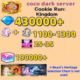 coco dark server|430000+ Crystals | 1200～1500 Cookie Cutters | random 30-50 Epic Cookies+190000-200000 Rainbow Cube+50K chocolate + 500 Pet Gacha Pulls + 8–11 Ancient / Legendary / Epic Cookies|Beast's Heritage Selection Chest is not used|Ancient Cookie Selection Chest|Legendary Cookie Selection Chest | Plot progress 1-3] iOS/Android Cookie Run: Kingdom