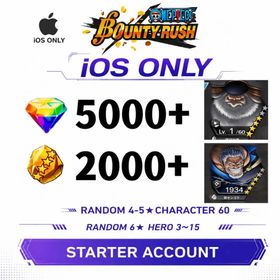 Global[IOS/Only][5000-5200RD][1800-2000 GF]+[Saint Saturn+ Hero of the Navy Monkey D. Garp+60+ Random 4-5 Star Characters+Random 6 Star Character 3-15[Beginner Account][Fast delivery]|ONE PIECE Bounty Rush