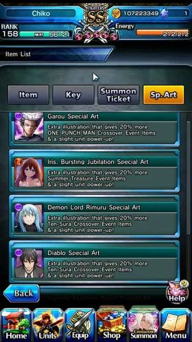 Global|Rank 158|6 SP.Art|26 Ascend +37 TW (UP Roy,H Inumuta,Chloe,DL Rimuru,Reimu H,Stark,Rem,Emilia)+TW|Lpot 411+41 RGB|GS3149