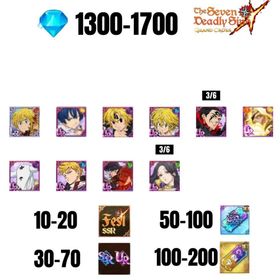 [GLOBAL] 1300-1700 GEMS | ODIN | GAWAIN | NEMESIS MELIODAS | ESCANOR/MERLIN | 9 FEST UR | 30-70 FEST UR/SSR