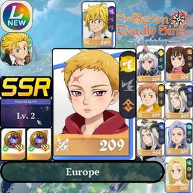 Lv2 [EU] Europe | Lancelot + Random1~5SSRs + Meliodas |Regular SSR Hero Selection Ticket x2 |Starter account