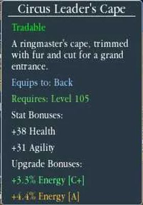 Circus leader cape +8 ( 7,7% Energy bonus ! ) OP stats - Grand blue
