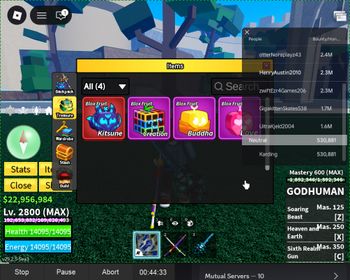 ID 558:Level 2800+God+CDK+SG Kitsune Inven|Unverified Account|Auto Delivery|Blox Fruits