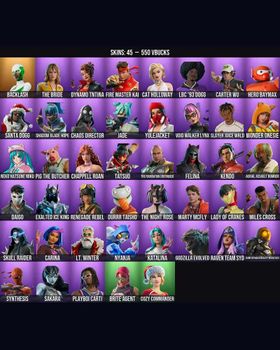 45 Skins Backlash ⭐️ Katalina ⭐️ Cat Holloway ⭐️ Slayer Juice WRLD ⭐️ Godzilla Evolved ⭐️ Neko Hatsune Miku ⭐️ The Bride ⭐️ Dynamo TNTina ⭐️ FIRE Master Kai ⭐️ LBC '93 Dogg ⭐️ Carter Wu ⭐️ Hero Baymax ⭐️ Santa Dogg ⭐️ Shadow Blade Hope ⭐️ m9329543122