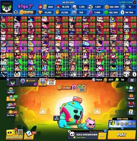 💥 Trophy 61K 💥 Brawler 100 💥 Max 40 💥 Hyper 29 💥 Profile icones 484 💥 Skins 285 💥 Old Best Account 💥 Instant Delivery