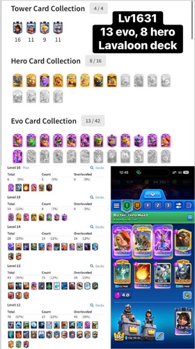 #CR660 ❤️LV1631 WITH 8 HERO, 13 EVO| LAVALOON DECK| 7 LV16❤️