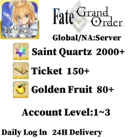 GLOBAL NA server|2000 +ticket×150+ Golden Apple×80[See Picture] Account Level 1-3/Account Story Not Used|Fate Grand Order