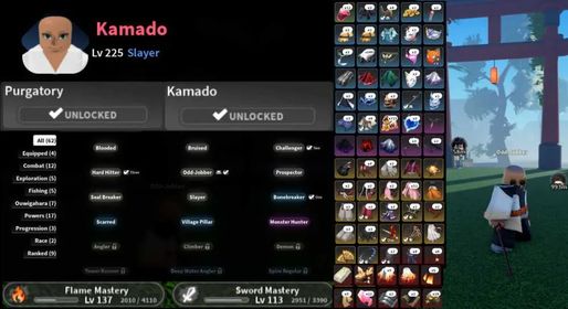 Slayers 2 BEST ACCOUNT CLAN KAMADO LVL 225 + BREATHING FLAME ULTIMATE UNLOCKED + FLAME KATANA + UNVERIFIED, INSTANT DELIVERY [RBLx136]