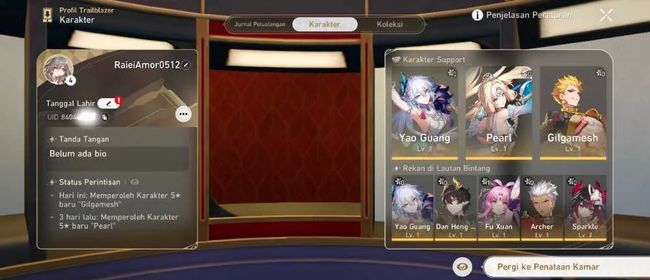 Starter Asia TL 4 Pearl+Yao Guang+Sparkle+Archer+Gilgamesh+Danheng PT+Fuxuan+Clara+9 Gold Ticket+2824 Stellar Jade