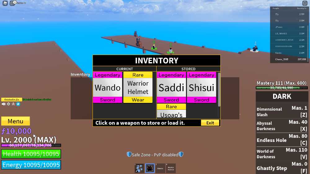 Sell Blox Fruits Lv Max Dark Fruit awakening SuperHuman Wando