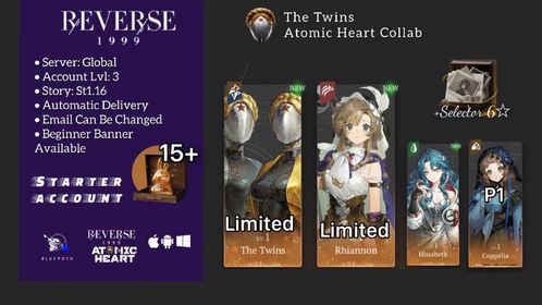 Global | Lv.3 | 6 ☆:  The Twins+Rhiannon+Hissabeth+P1 Coppélia+Selector 6☆  | ST1-16 | Novice Banner Available | #f07