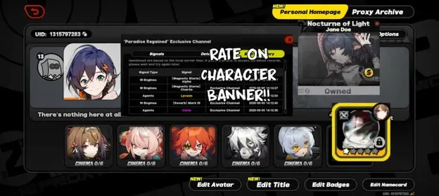 Asia IK 13 (F) Rate on character | Ye shunguang+Signature Weapon + Zhao n friends | Jane Doe Skin