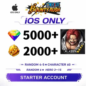 Global[IOS/Only][5000-5200RD][1700-2000 GF]+[4★ Divine Departure Shanks] +60+ Random 4-5 Star Characters+Random 6 Star Character 3-15[Fast delivery][Beginner Account]|ONE PIECE Bounty Rush