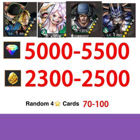 Global|Android/Only|5000-5500RD|2300-2500GF+Bonney+zoro sanji+4★ Onigashima Kaido+Kuzan+60-80random 4-star characters100% Safe Account|