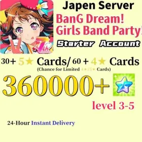 [JaPen] [Fast delivery] 360000+Star Stones+[30-40 five-star heroes]+60-80 random four-star heroes, account level 3~5+. Android/iOS universal Band Party Bandori Starter Reroll Account BanG Dream! Girls Band Party!