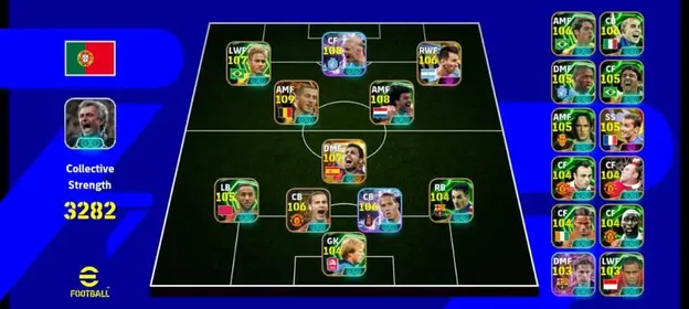 🤯Strength- 3282🤯⚡10x BigTime Players (Old/New)⚡54x Double Booster Cards⚡30x Single Booster Cards⚡8x Best Managers ⚡Epic Legend Players Squad⚡Epic Gullit (108)⚡BigTime Hazard (109)⚡Goal Machine Halaand (108)⚡Epic Neymar (107)⚡BigTime Messi (106)⚡BigTime Rodri (107)⚡Epic Rio (106)⚡Van Dijk (106)⚡Epic Kaka (106)⚡Epic Cannavaro (106)⚡Epic Yaya Toure (105)⚡Epic Benatla (105)⚡BigTime Griezmann (105)⚡Epic Totti (105)⚡Epic Bebeto (105)⚡Epic Ferrar (104)⚡Epic Rooney (104)⚡Epic Berbatov (104)⚡Epic Drogba (104)⚡Epic Andy Cole (104)⚡Blitz Curler Rizal⚡De Jong⚡6x Old BigTime Players: Rivaldo/Gerrard/Inzhagi/Raul/Lampard/Makelele⚡Epic Legends Player:⚡Maradona⚡Law⚡Costacurta⚡Del Peiro⚡Carlos⚡Cafu⚡Yorke⚡Guardiola⚡Beckham⚡Irwin⚡Villa⚡Adam⚡Nesta⚡Beckenbouer⚡Iniesta⚡Ribery⚡Petit⚡Wilshere⚡Cesar⚡Denilson⚡Best POTW/ShowTime/Highlight Cards⚡Only Konami⚡