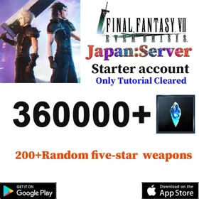 JP ✅360000+Blue Crystal+200 Random Five-Star Weapons+All kinds Five-star interchangeable volume × 5+Various Five-Star Weapon Confirmation Coupons×40+Various Memorial Lottery Box ×80 +account binding SE/Final Fantasy VII Ever Crisis
