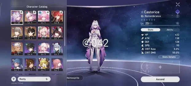 ©042 | PREMIUM REMEMBRANCE | ASIA | MALE | TL 4 | CASTORICE EVERNIGHT CYRINE HYACINE | ARCHER SPARKLE DANHENG PT | CONTRACT FATE ON | GOLDEN COMPANION SPIRIT X2 | DEPARTURE WARP BEGGINER ON 30/50 |