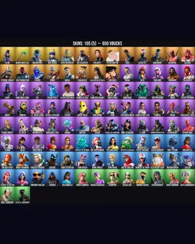 105 Skins Merry Mint Axe ⭐️ Glow ⭐️ Deadpool ⭐️ Juice WRLD ⭐️ Meowscles ⭐️ Midas ⭐️ Polarity ⭐️ Skye ⭐️ Rippley vs Sludge ⭐️ Catalyst ⭐️ Beach Bomber ⭐️ Cerberus ⭐️ Leelah ⭐️ Ruby Shadows ⭐️ Surf Witch ⭐️ The Foundation ⭐️ Jennifer Walter m9286106321