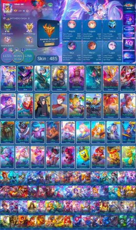 GLOBAL SERVER | MEGA COLLECTOR IV | 485 SKIN | EX IMMORTAL 216 | LEGEND LAYLA MIYA | 4 COLLECTOR | 3 SANRIO, 2 KOF, 2 NARUTO, 2 COUDS, ETC | ALL-STAR, SOUL RESO, ETC | FULL ACCESS EMAIL