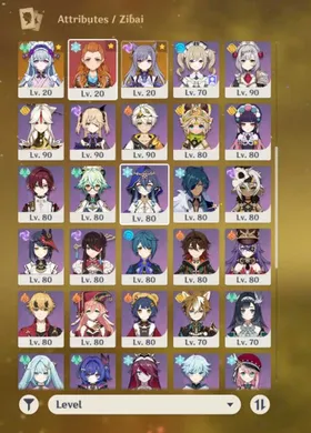 [Asia] AR60 World Level 9 (Main Acc) Oddeth | Sandrone | Nicole | Columbina | Skirk | Zibai |  Nefer | Lauma | Xilolen| Citlali | Varesa | Xianyun | Zhongli | Neuvillette | Furina | Wriothesley | Nahida | Arlecchino | Dehya | Ganyu | Raiden | Diluc | Venti | Mona | Keqing | Mizuki