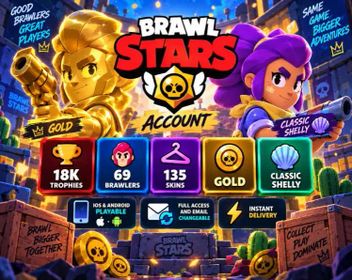 📱 IOS & ANDROID 🏆 18K Trophies 👊 69 Brawlers 👕 135 Skins 🔓 FULL ACCESS 🚀 INSTANT DELIVERY