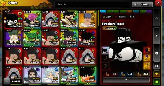 ✨ 5 Secret / 0.1% Vegetable Shiny 🌑 | 🔥 7 Unbound SSS | 💎 25+ Units | 🎮 Roblox Unverified Account | 🌍 Global Account | ⚡ Instant Delivery | 🚀 Anime Expeditions [RBLx200]