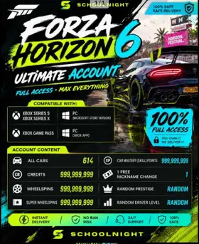 🌈【PC/XBOX】🚗 All Cars💰999M Credits 🎡999M Wheelspins 🌟999M Super Wheelspins ⚡99M Skill Points ✅ Full Access FORZA HORIZON 6