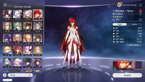 (NA MALE LV64) 5*Himeko Nova, 5*Sparxie, 5*Yao Guang, 5*Sparkle, 5*Huohuo, 5*Cipher, 5*Seele, 5*Mydei, 5*Ruan Mei C1, 5*Saber, 5*Fu Xuan