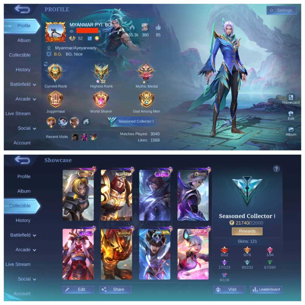 ML12 HERO 64 SKINS 121 EMBLEM ALL MAX COLLECTOR NATALIA LIGHTBORN ...