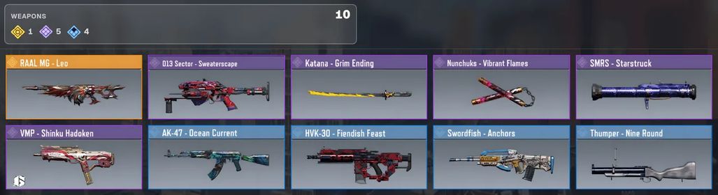 💎 VMP ✨ RAAL MG - Leo ✨ Katana - Grim Ending | ⚡ 1 Legendary · 5 Epic · 4 Rare