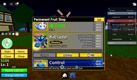 ID 647:Acccount Lv1 +  Kitsune Permanent |Unverified Account|Auto Delivery|Blox Fruits
