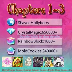 Hollyberry|Eternal Sugar Cookie+Ananas Dragon Cookie+Mystic Flour Cookie+Dark Cocoa+Wind Archer Cookie+Thor Cookie+Black Pearl Cookie+Doughael|Crystals650000+|Rainbow Cubes240000+|Cookie Cutters1800+|Chapters 1-3 iOS/Android/Starter Account|499822S