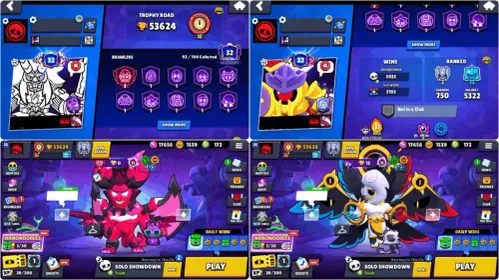 🔷Discount🔷ACC WITH 53k CUPS AND DEVILISH MORTIS AND DARK ANGEL EDGAR AND OROCHI EDGAR, trophies 53000, brawlers 92, primes 32