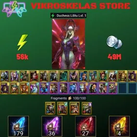 Starter with Lilitu + Shards : 179 Ancient, 36 Void, 27 Primal, 4 Sacred | Ninja + 20 Login Legendary | Mine max