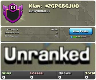 No Warlog | Rarest Clan |  Level 13 | Unranked Cwl | Name: Klan #Tag | Clan Capital 10 | Warlog 0-0 | Fast Delivery |