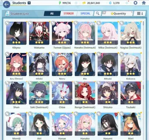 NA Lv5⭐️Starter 14SSR 5 Limit Wakamo + Hanako (Swimsuit) + Mika (Swimsuit) + Nagisa (Swimsuit) + Rio #N180