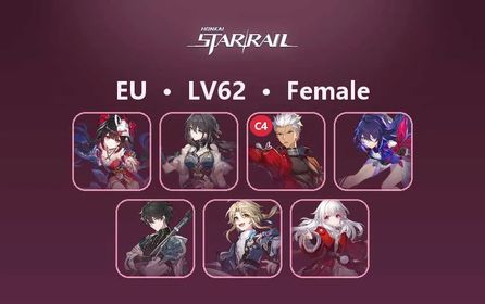 EU|LV62|Female|Dan Heng•Permansor Terrae|Hanabi|Ruan Mei|Archer C4|Yanqing|Clara|Seele|4★×21