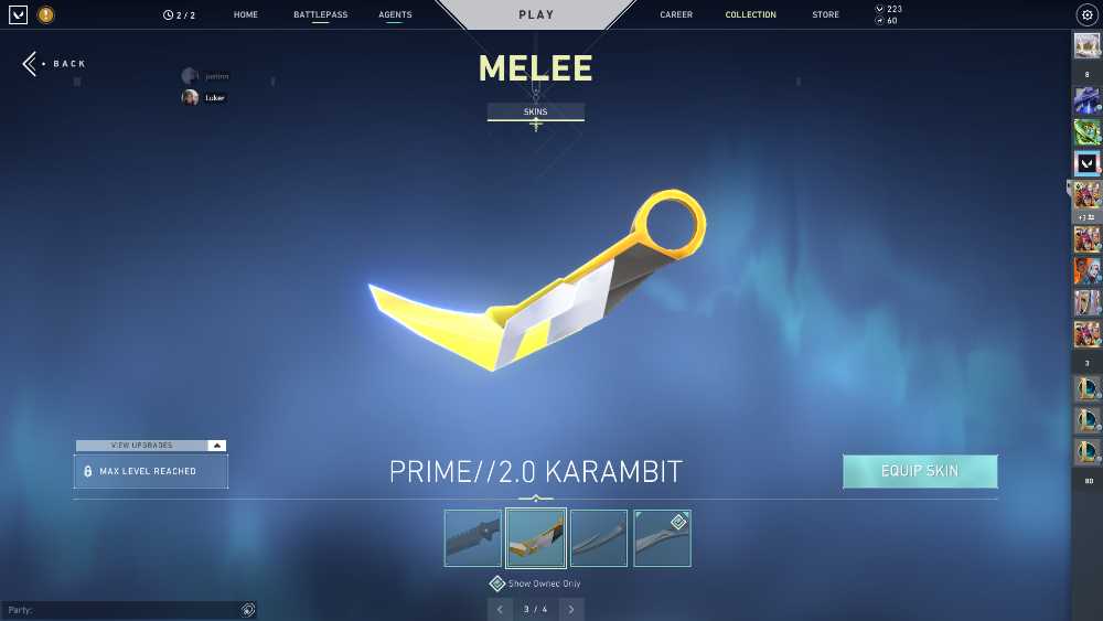 50 Valorant Account With Oni Phantom Prime Vandal Prime Spectre Prime 2 0 Karambit And Sovereign Sword