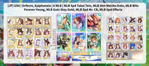 [JP] US4 | Uma Orfevre, Epiphaneia | 6 MLB | MLB Spd Tokai Teio, MLB Stm Meisho Doto, MLB Wits Forever Young, MLB Guts Stay Gold, MLB Spd Mr. CB, MLB Spd Efforia [Japan]