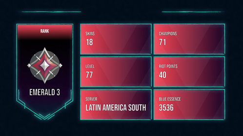 🥑 LAS 🥑 18 SKINS 🥑 EMERALD 3 🥑 71 CHAMPIONS 🥑 77 LEVEL 🥑 INSTANT DELIVERY 🥑 FULL ACCESS 🥑 D5xnI 🥑